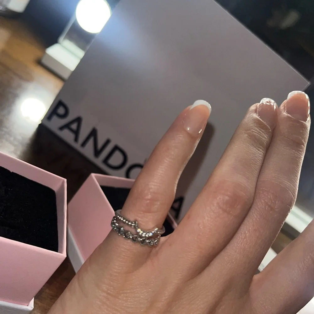 Stunning heart and moon pandora pinky ring bundle (size 4.5) - Picture 3 of 6